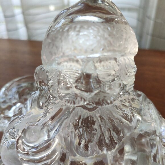 Glass Sitting Santa with Gifts Vintage Candlestick Holder 6" - Picture 5 of 8